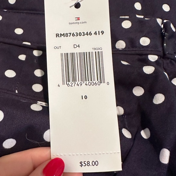 NWT Tommy Hilfiger Blue and White Polka Dot Pencil Skirt Size 10 - Picture 2 of 6